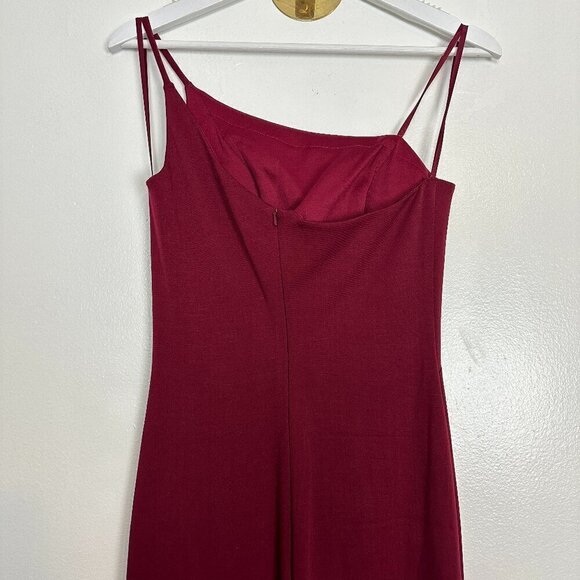 LA FEMME One-Shoulder Jersey Gown in Burgundy Size US 4 - Picture 6 of 8